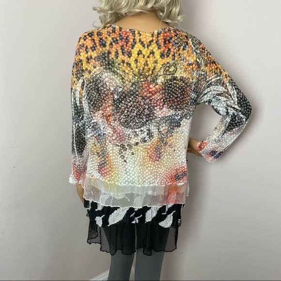 Flew De Lis Boho Animal Print Lace Blouse – Size Medium - Picture 6 of 12